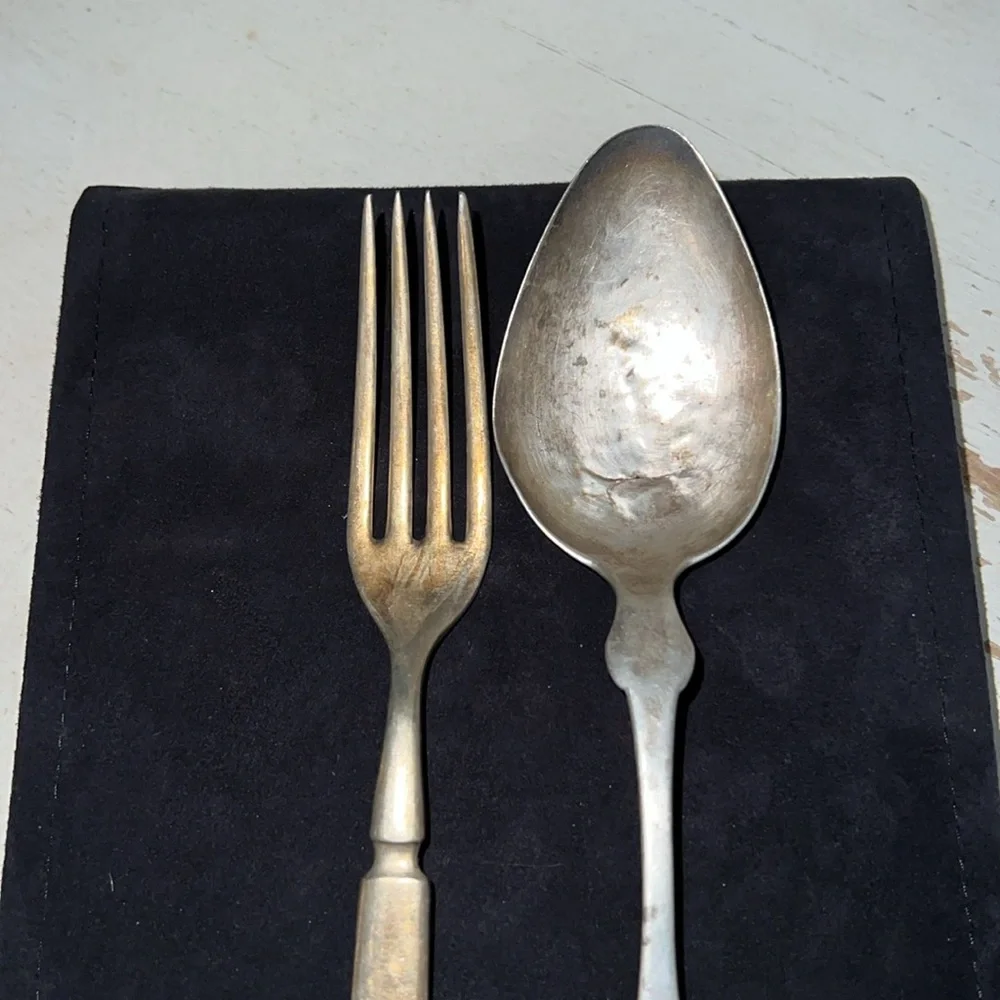 Antique Prussian Sterling Silver fork & serving spoon